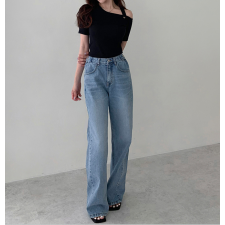 254-일자 와이드 청팬츠 / 254-Straight wide blue Pants
